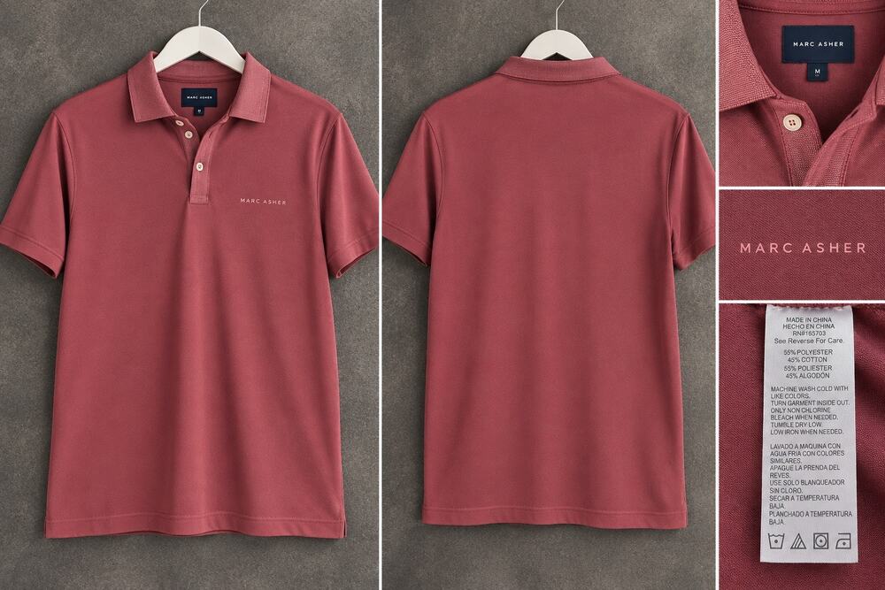 Marc Asher Men’s Burgundy Polo Shirt Short Sleeve Performance Golf Size M